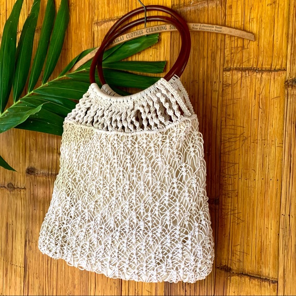 Vintage Handbags - 🐚SOLD🐚ROSE Vintage Macrame Woven Bag